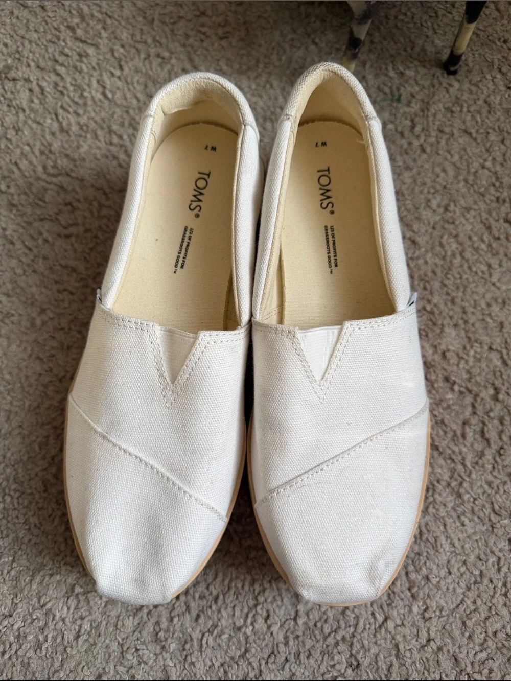 TOMS White Canvas Slip-On Platforms with Pink and Orange Gradient Sole